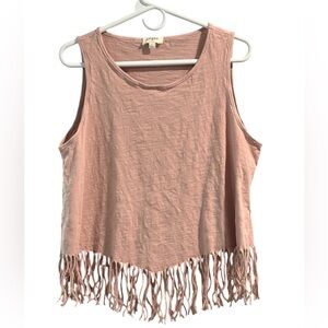 Umgee Light Pink Fringe Tank Top- Size Large